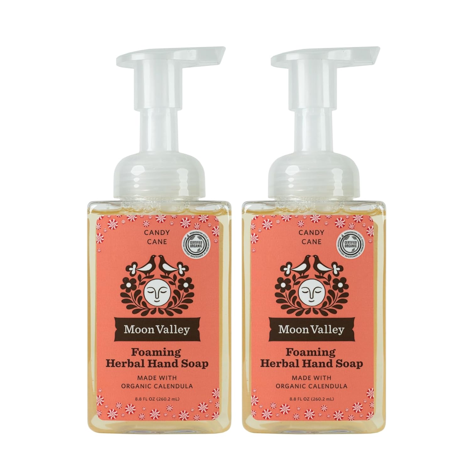 Moon Valley Herbal Foaming Hand Soap, Vegan (Candy Cane, Recyclable Bottle)