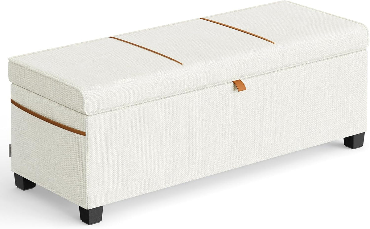 SONGMICS Storage Ottoman Bench, Storage Chest, 15.7 x 43.3 x 15.7 Inches, End of Bed Bench, 27 Gal.