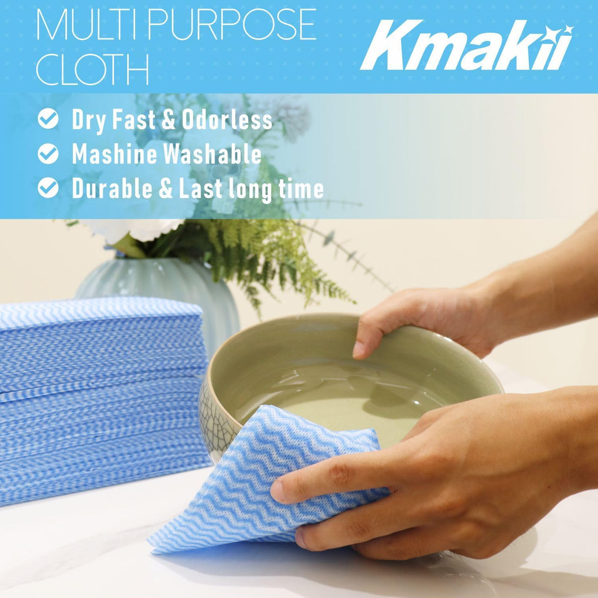 KMAKII Handi Wipe Reusable Cloths - Multi-Purpose Disposable Dish Cloths and Towels, Ultra