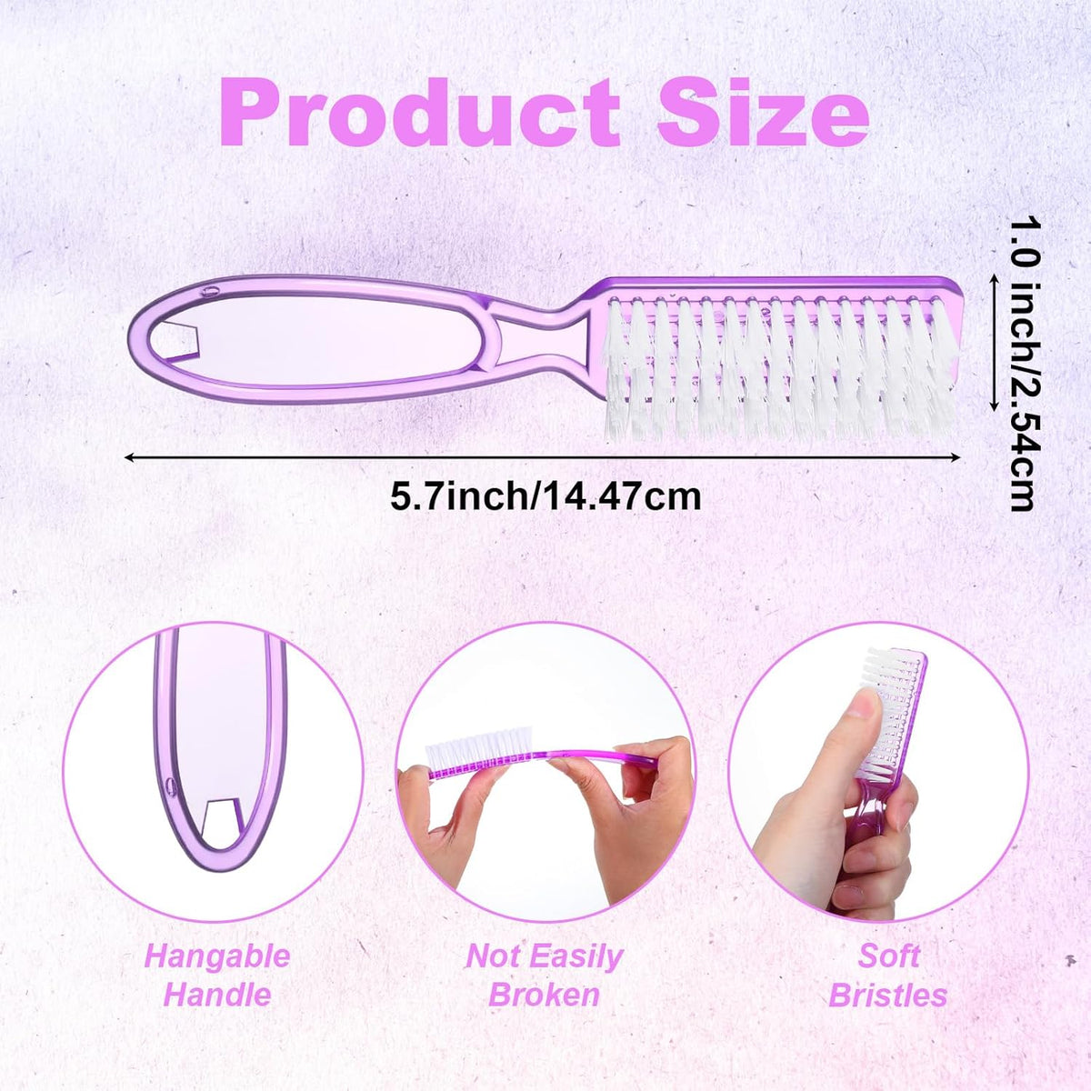 50 Pcs Handle Grip Nail Scrubber Brushes, Manicure Pedicure Cleaning Brushes for Fingernails and
