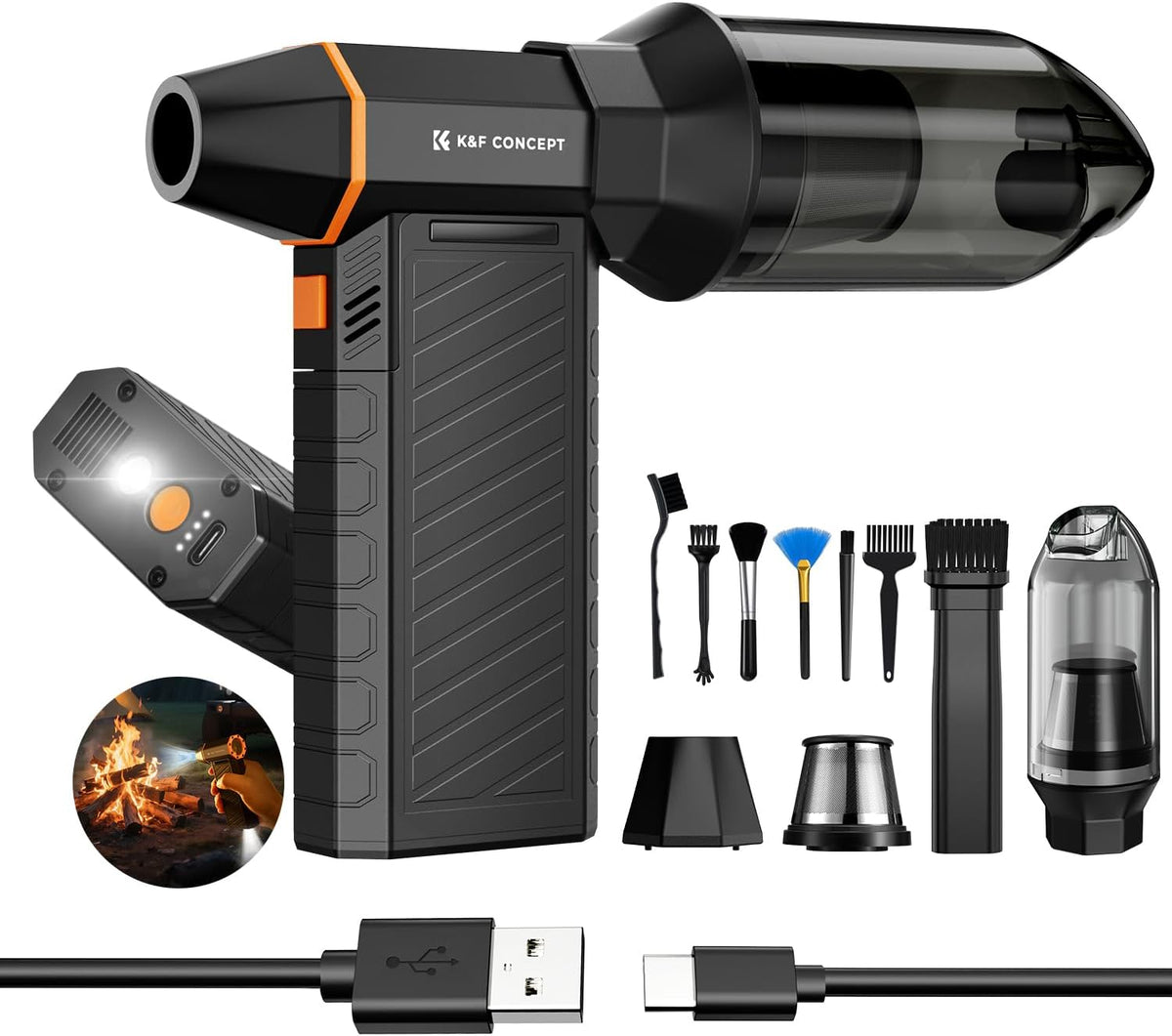 K&F Concept 2-in-1 Magnetic Compressed Air Duster, Electric Air Duster|300000RPM Vacuum Cleaner|3