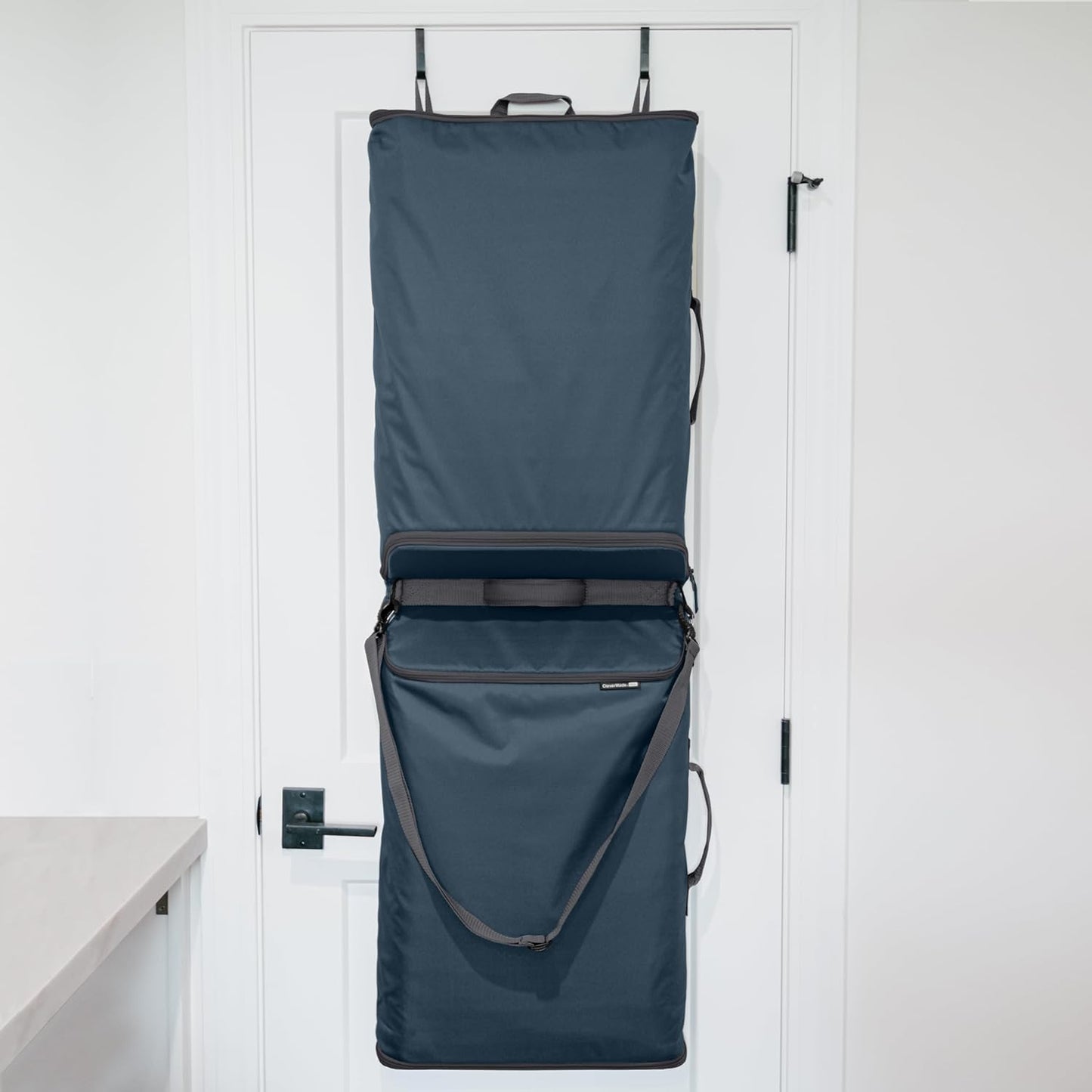CleverMade Convertible Laundry Hamper Bag - Ocean Dark Charcoal holds 43L / 40 lbs 2 Compartments