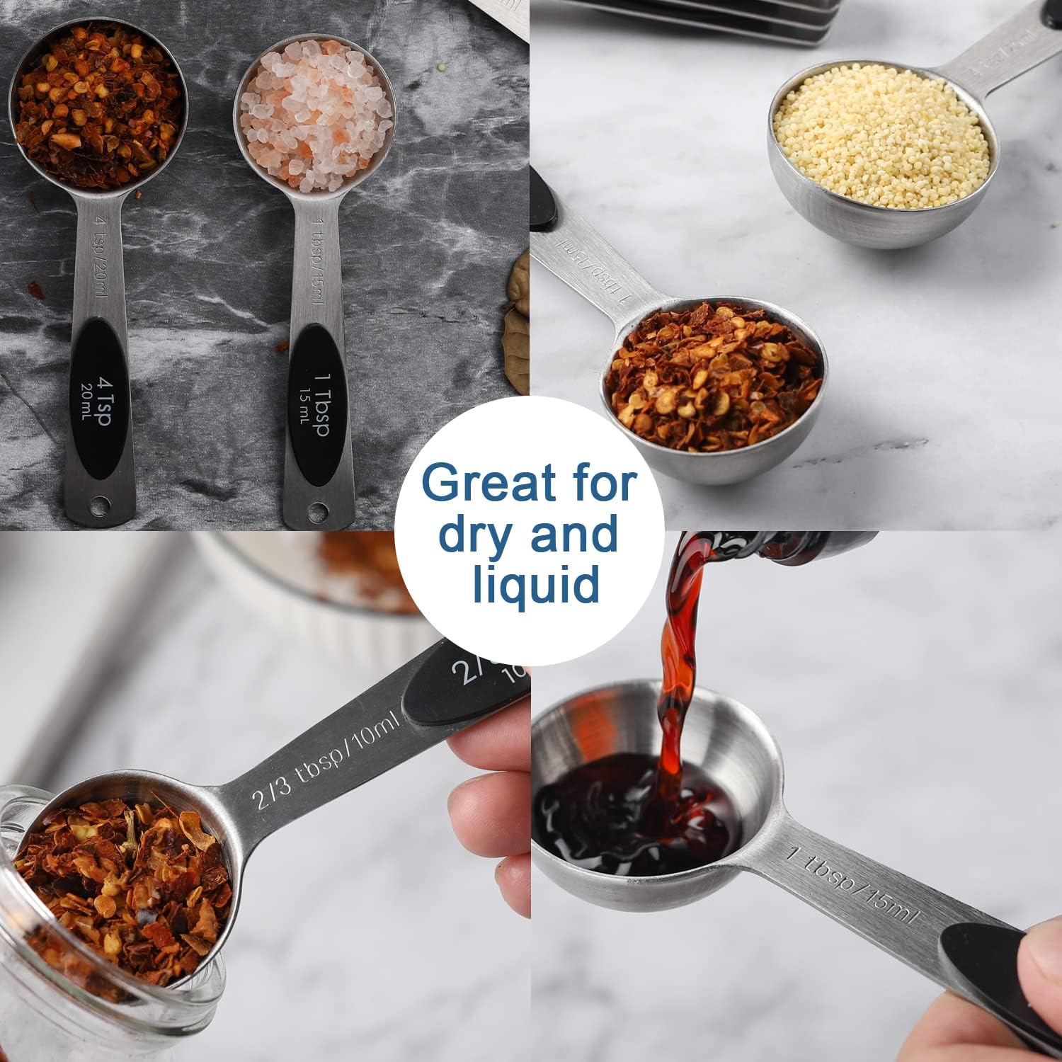 Magnetic Measuring Spoons Set of 9 Stainless Steel Stackable Measuring Spoons Heavy Duty Nesting