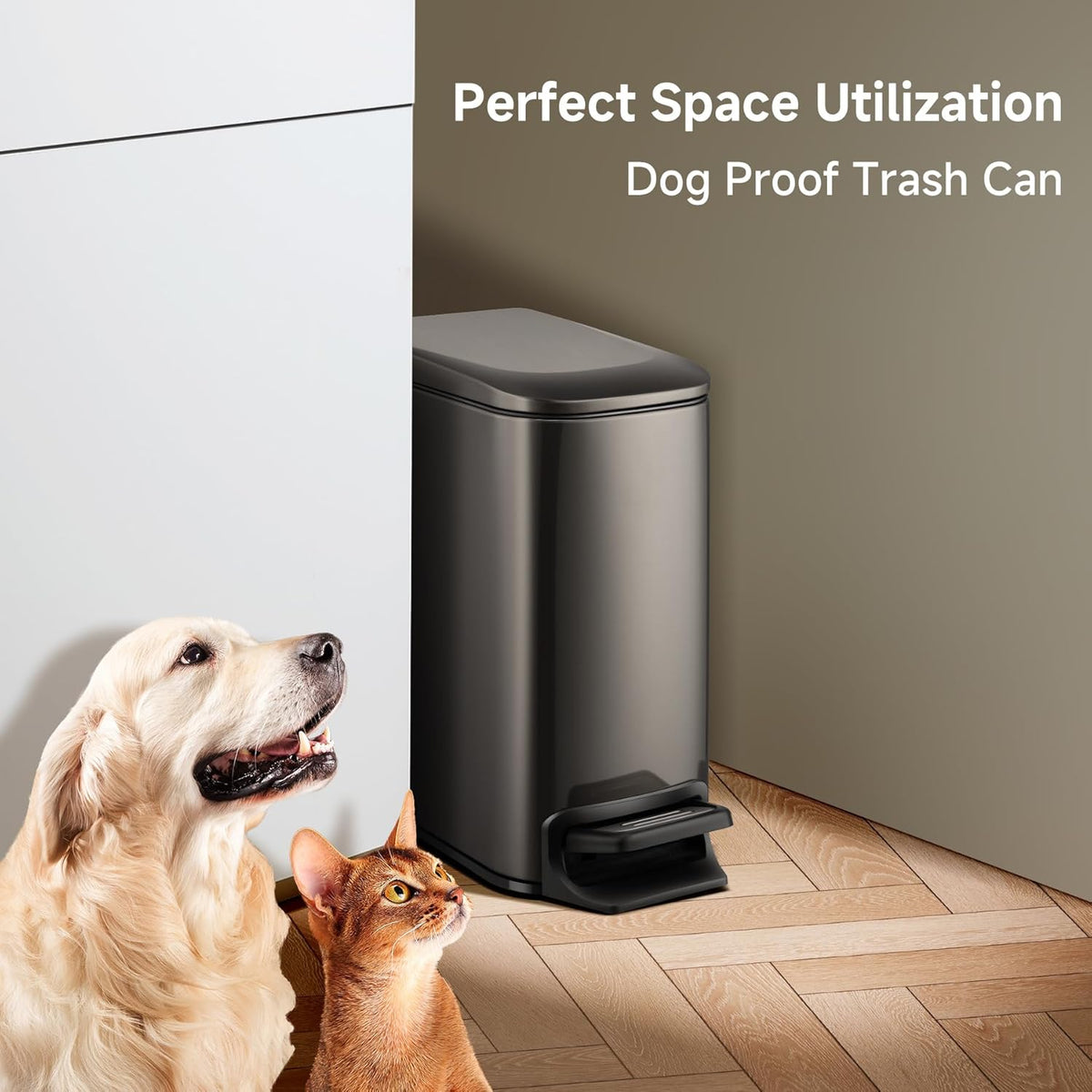 TIPGO Slim Bathroom Trash Can with Lid Soft Close, 6 Liter / 1.6 Gallon Stainless Steel Garbage Can