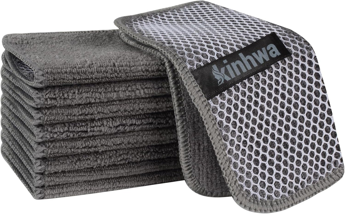 KinHwa Kitchen Washcloths for Dishes Absorbent Microfiber Dish Cloths Quick Dry Dish Rags with Poly