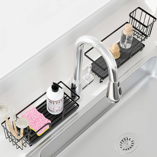 Sponge Holder for Kitchen Sink,Sink Caddy Organizers with Stone Drying Tray, Kitchen Sink Organizer
