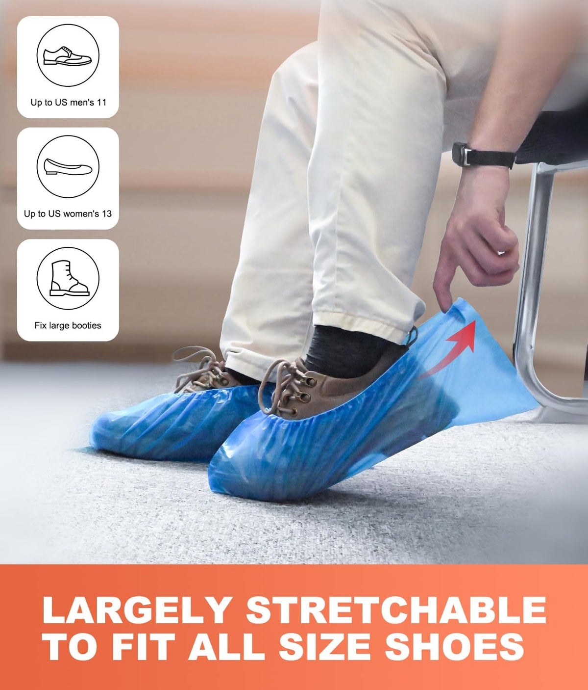 Shoe Covers Disposable – 140 Pack (70 Pairs), Roll-Pack CPE Boot Covers, Waterproof, Stretchable
