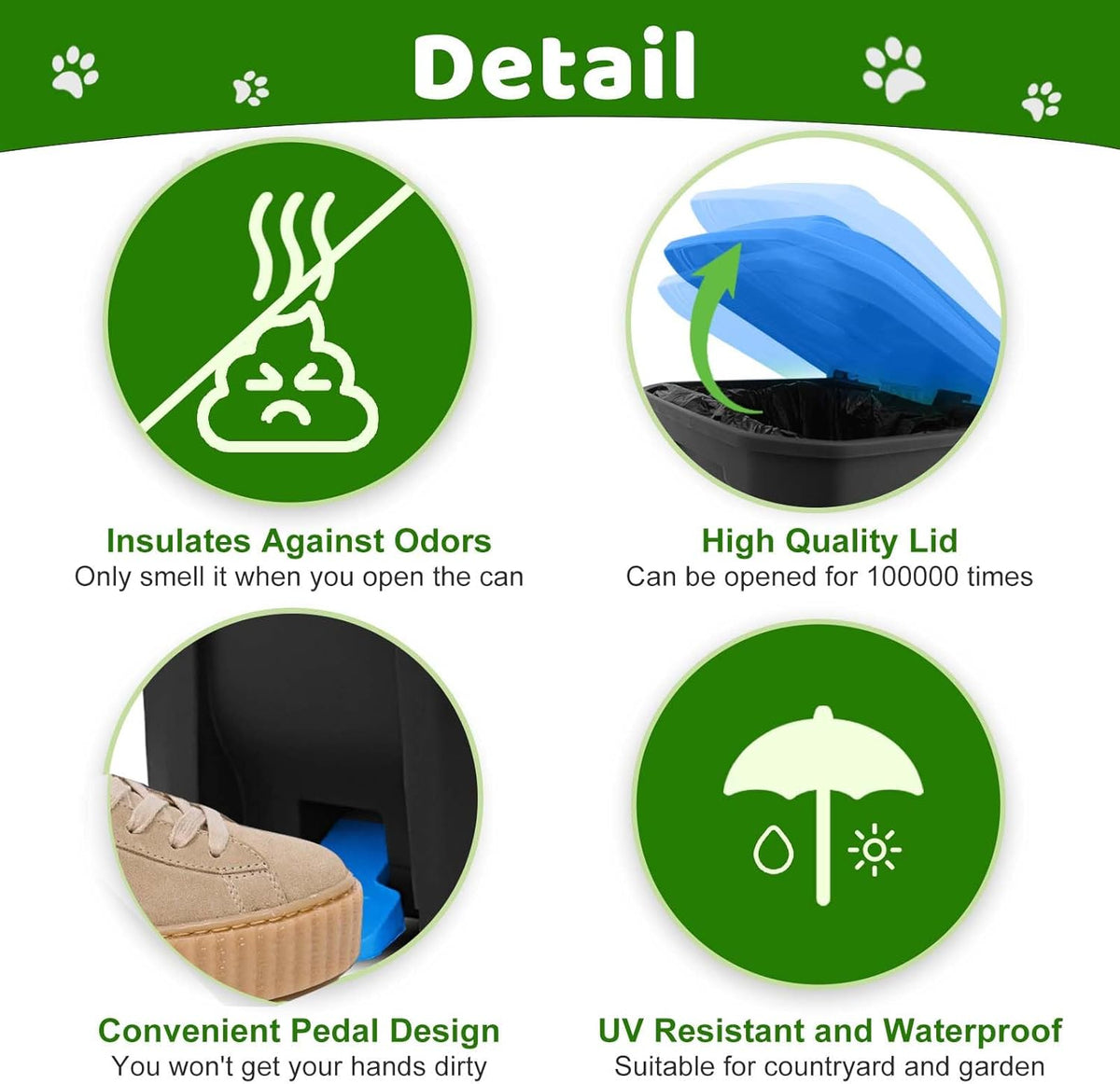Dog Poop Trash Can Outside with Pooper Scooper and Metal Rake & Tray, 20L/5Gal Dog Waste Trash Can