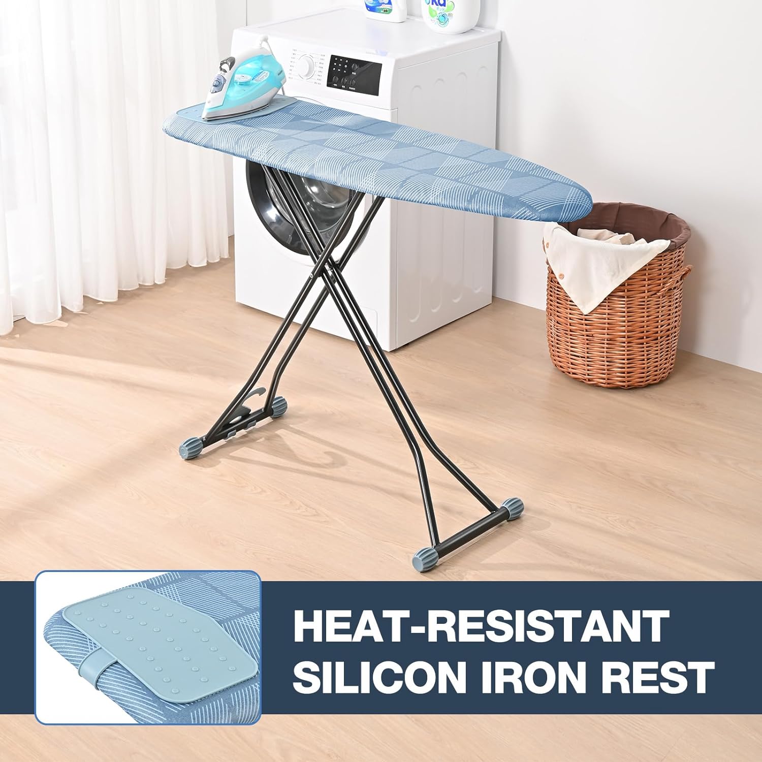 APEXCHASER Ironing Board with Iron Rest, Compact and Space Saver Iron Board, Extra Thick Cover