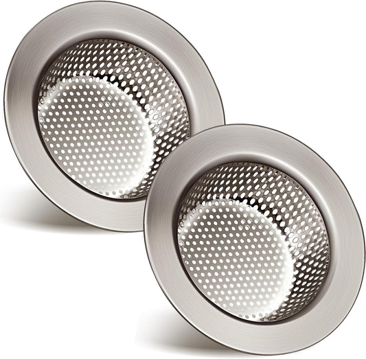 Retisee 2 Pcs Sink Strainer Stainless Steel Kitchen Sink Drain Strainer Basket Cover Mesh Hair Food