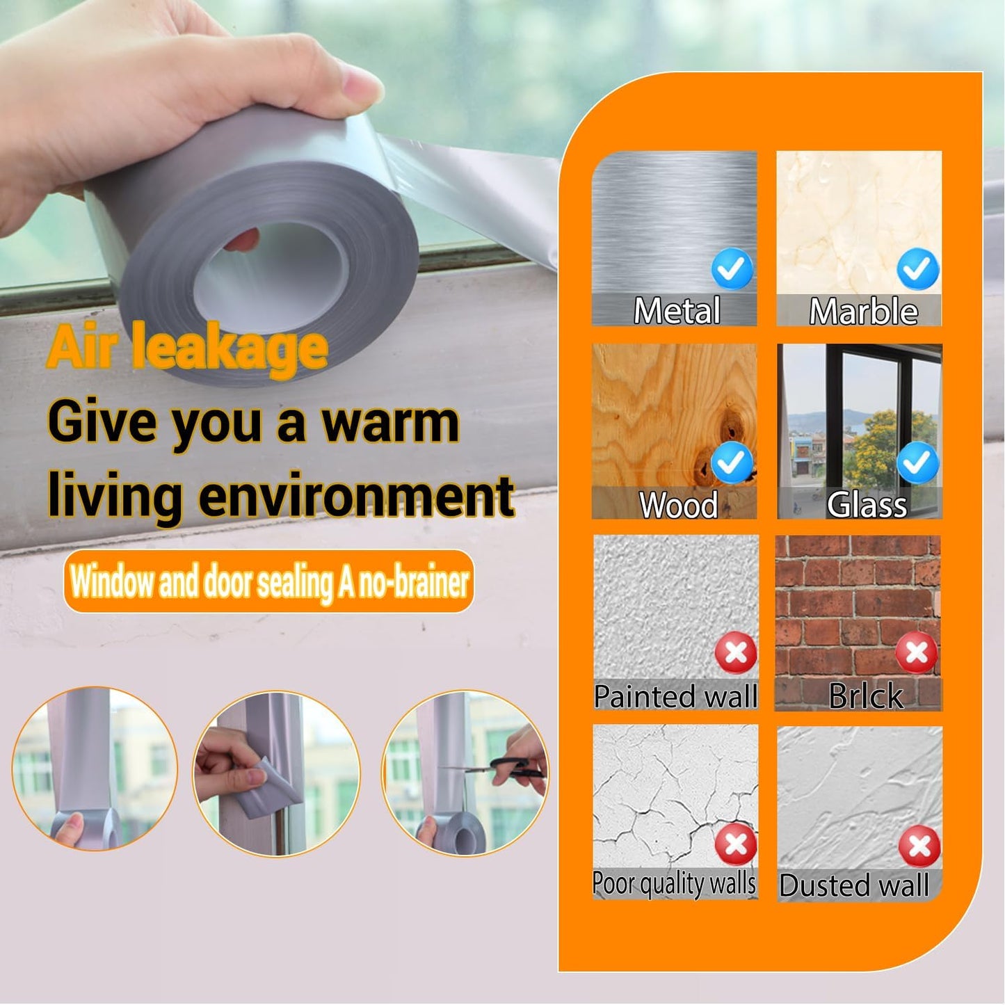 Window Insulation for Winter Weather Sealing Tape 2 Inch x 50 Yards Weather Stripping Residue Free