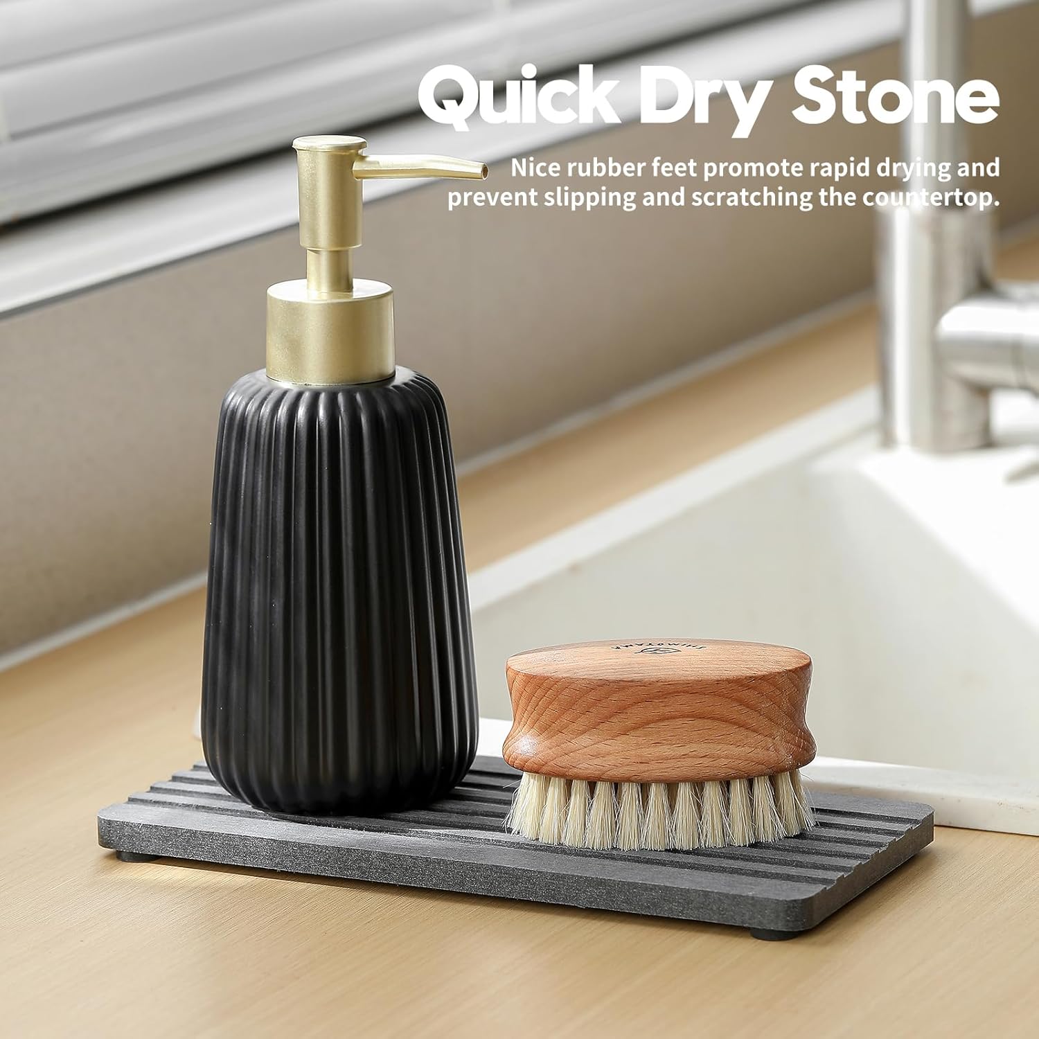 2PCS Diatomite Quick Stone Drying Tray Mat For Bathroom & Kitchen Counter, Instant Dry Water