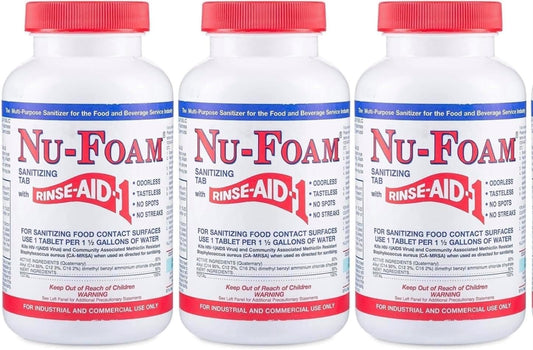 Nu-Foam Sanitizing Tablets for Bar Glassware – Superior Rinse Aid - Hand Washing Bar, Tavern
