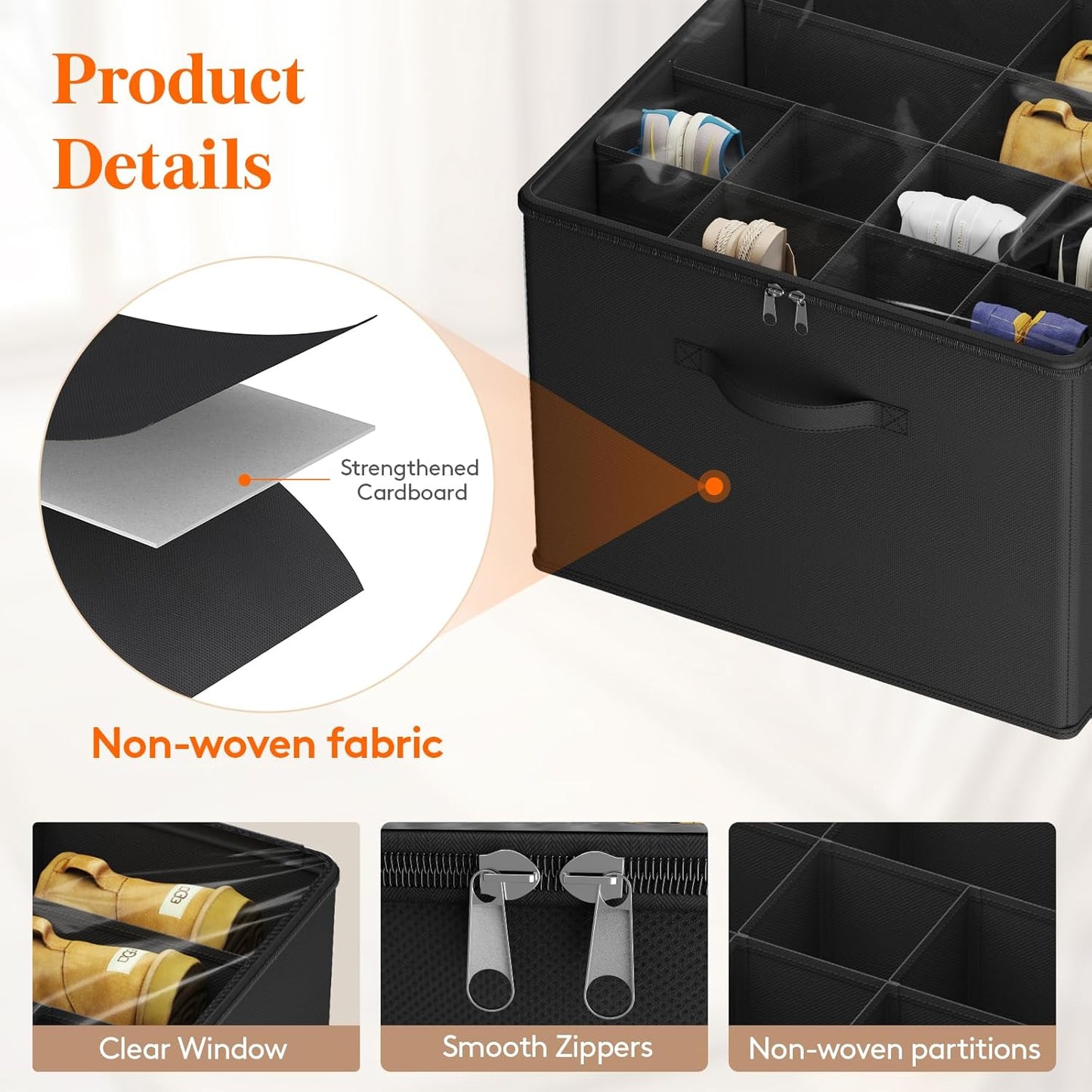 Lifewit Shoe Storage Organizer for Closet Fits 12-16 Pairs, Fabric Large Shoe Box Storage Container
