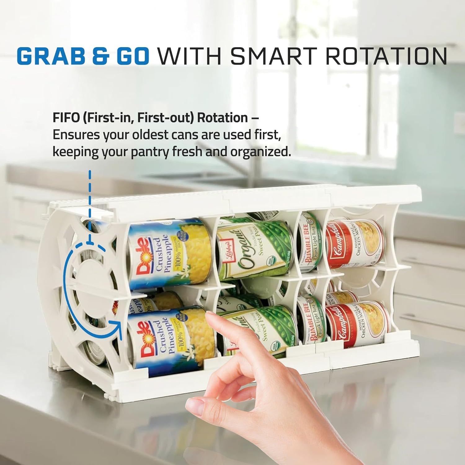 Shelf Reliance Cansolidator Cupboard - 1-Pack Can Organizer for Pantry, Stackable Soda Can Storage