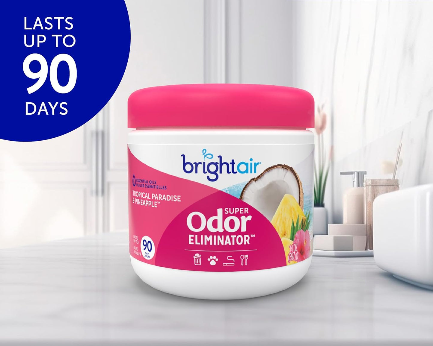Bright Air 14 oz. Super Odor Eliminator, For Medium-Size Spaces, Tropical Paradise & Pineapple