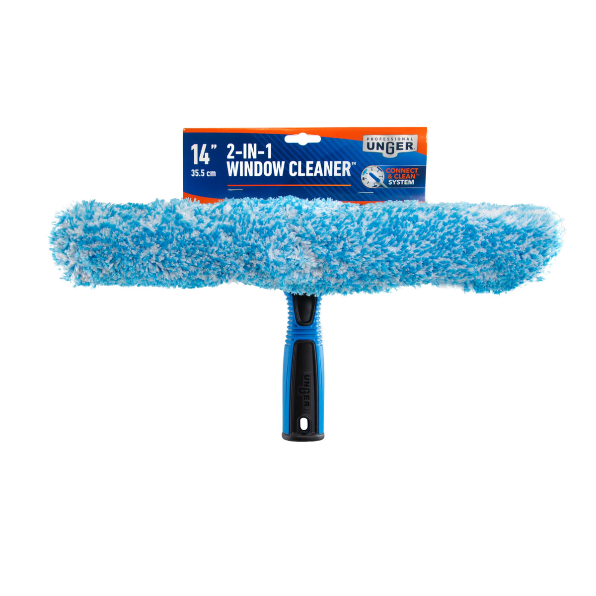 Unger Professional Connect and Clean 2-in-1 Squeegee and Scrubber, 14” Window Cleaning Tool