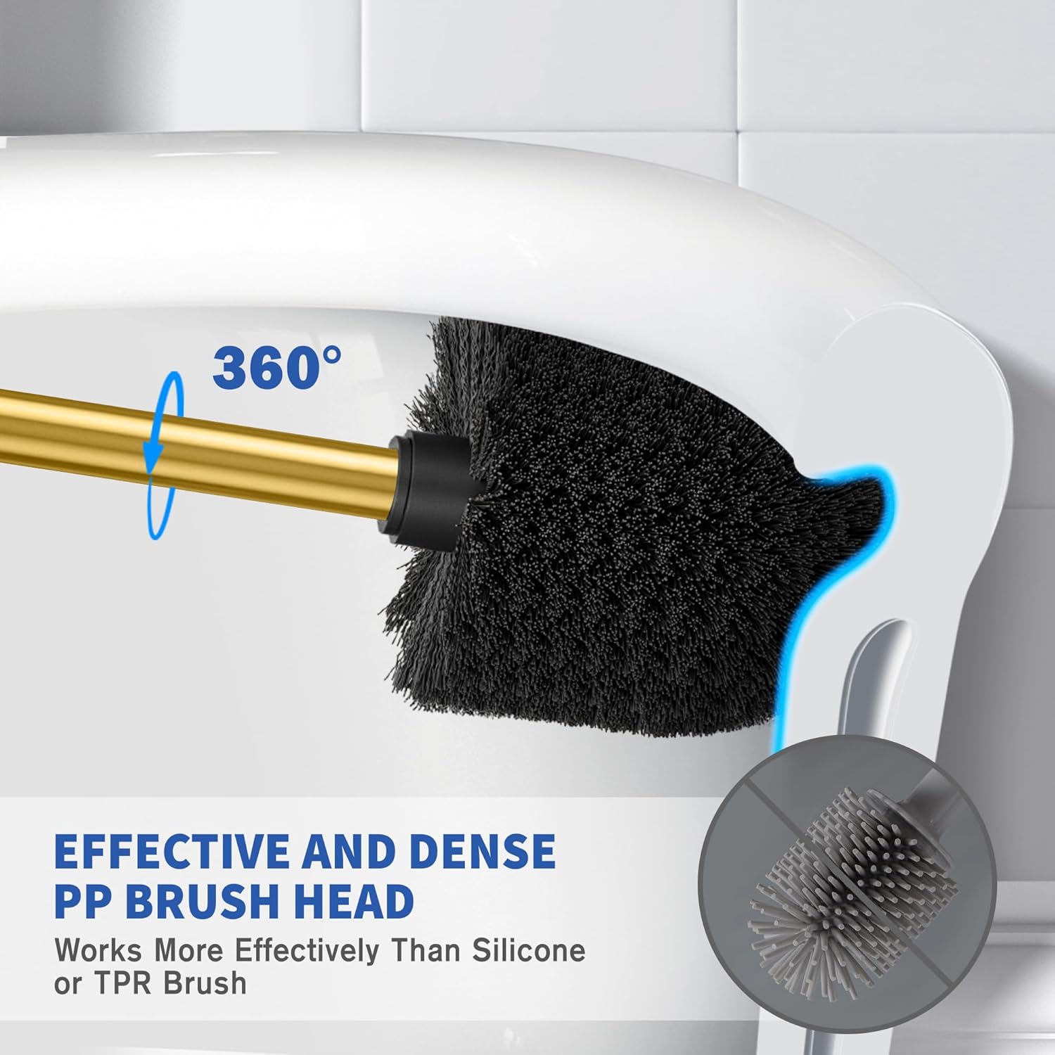 Toilet Brush and Holder, 2 Pack Toilet Brush Stainless Steel, Toilet Bowl Brush for Bathroom