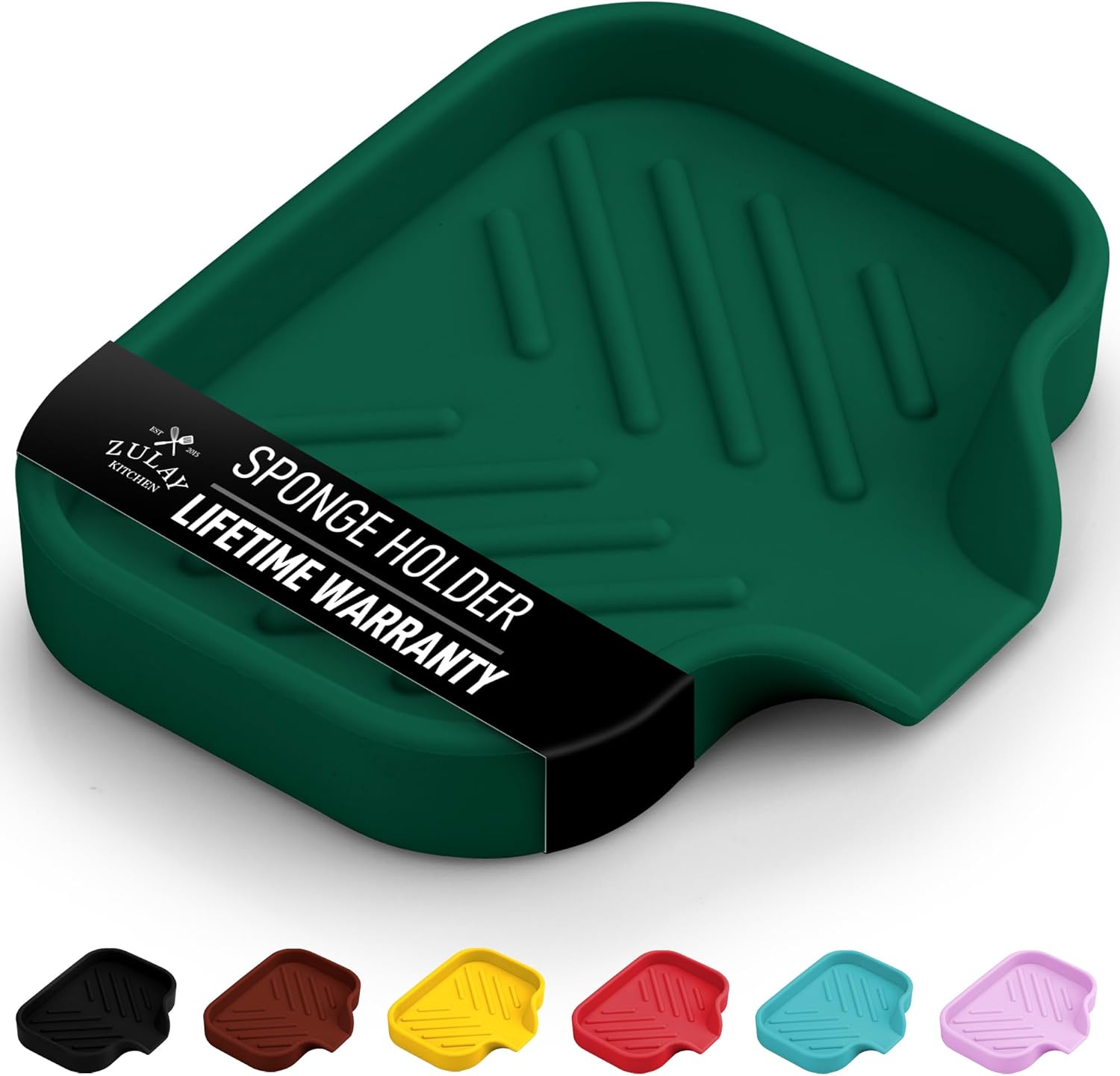 Zulay Kitchen Small Silicone Sponge Holder (4.9x3.3”) – Space-Saving Sink Organizer Tray for