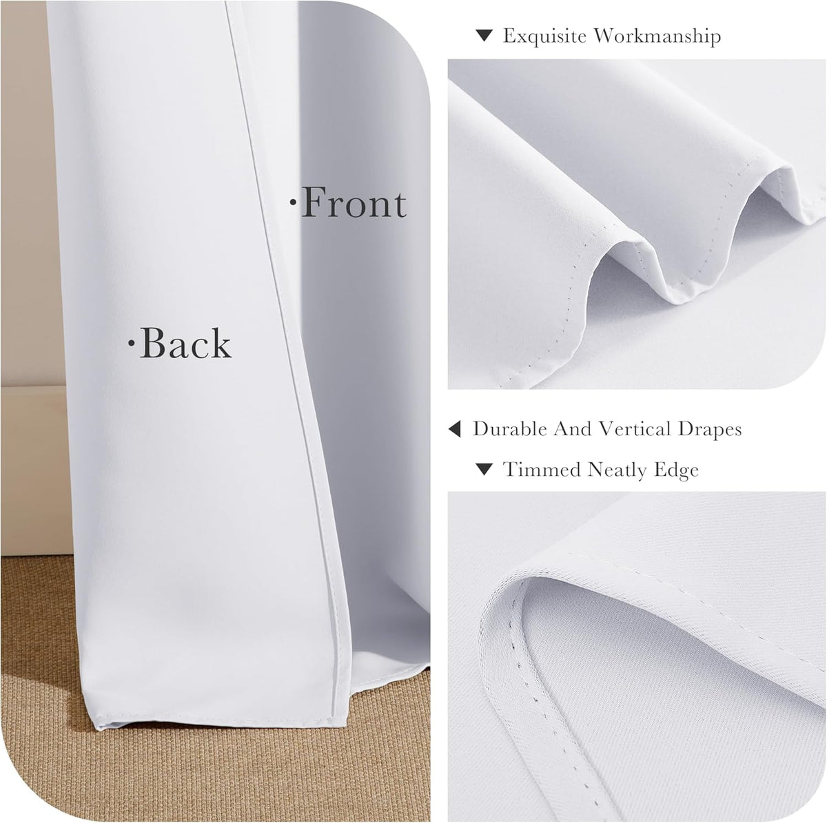 PONY DANCE White Room Darkening Short Curtains, 60% Blackout Drapes Thermal Insulated Small Window