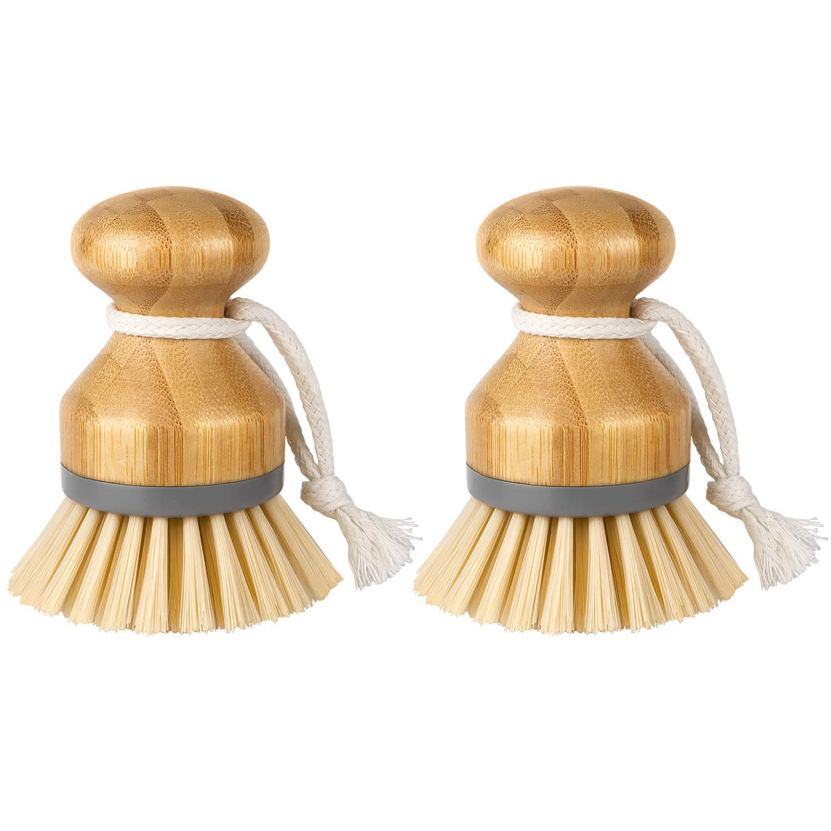 MR.SIGA Bamboo Palm Brush, Dish Scrub Brush, Bamboo Dish Brush, Pack of 2