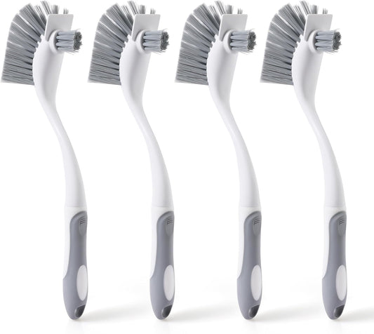 4-Pack Heavy-Duty Dish Scrub Brushes with Stiff Non-Scratch Bristles & Long Handle - Multi-Purpose