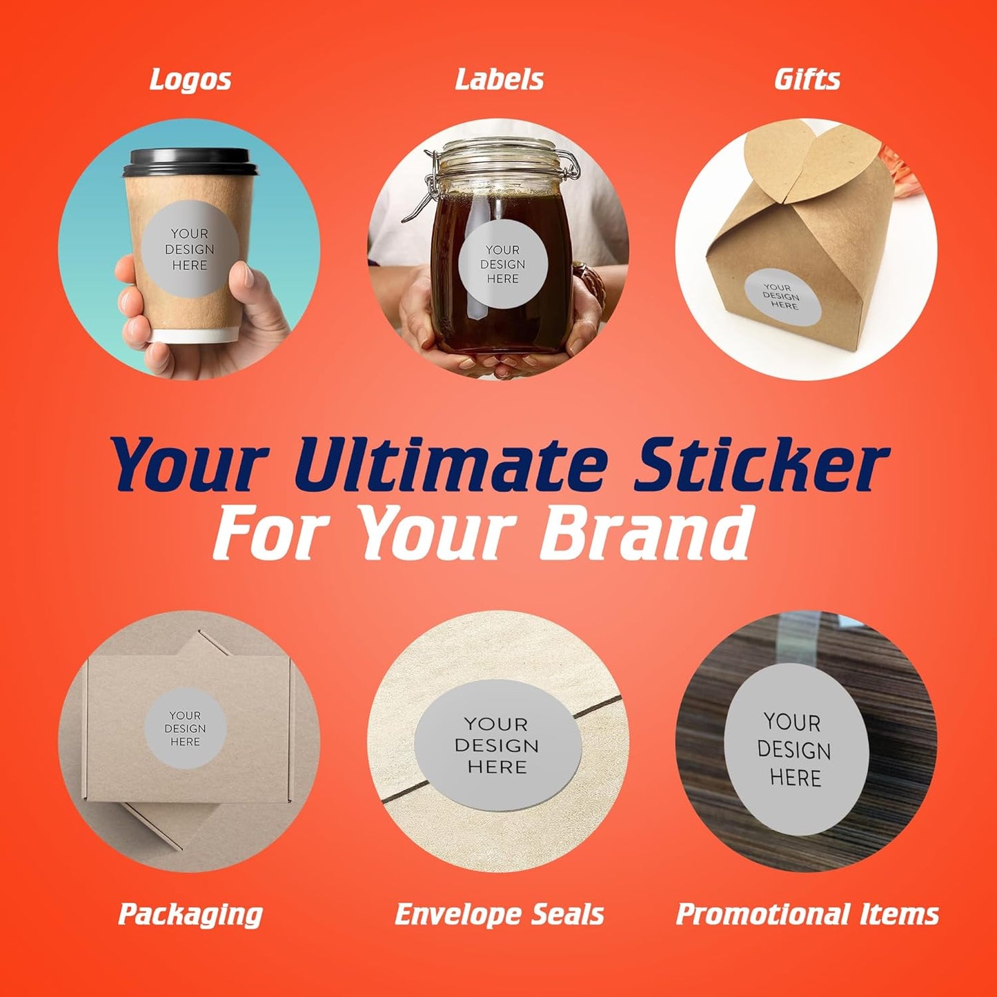 Custom Vinyl Stickers - Upload Your own Image, Text, Design, Logo - Personalized Logo Labels for