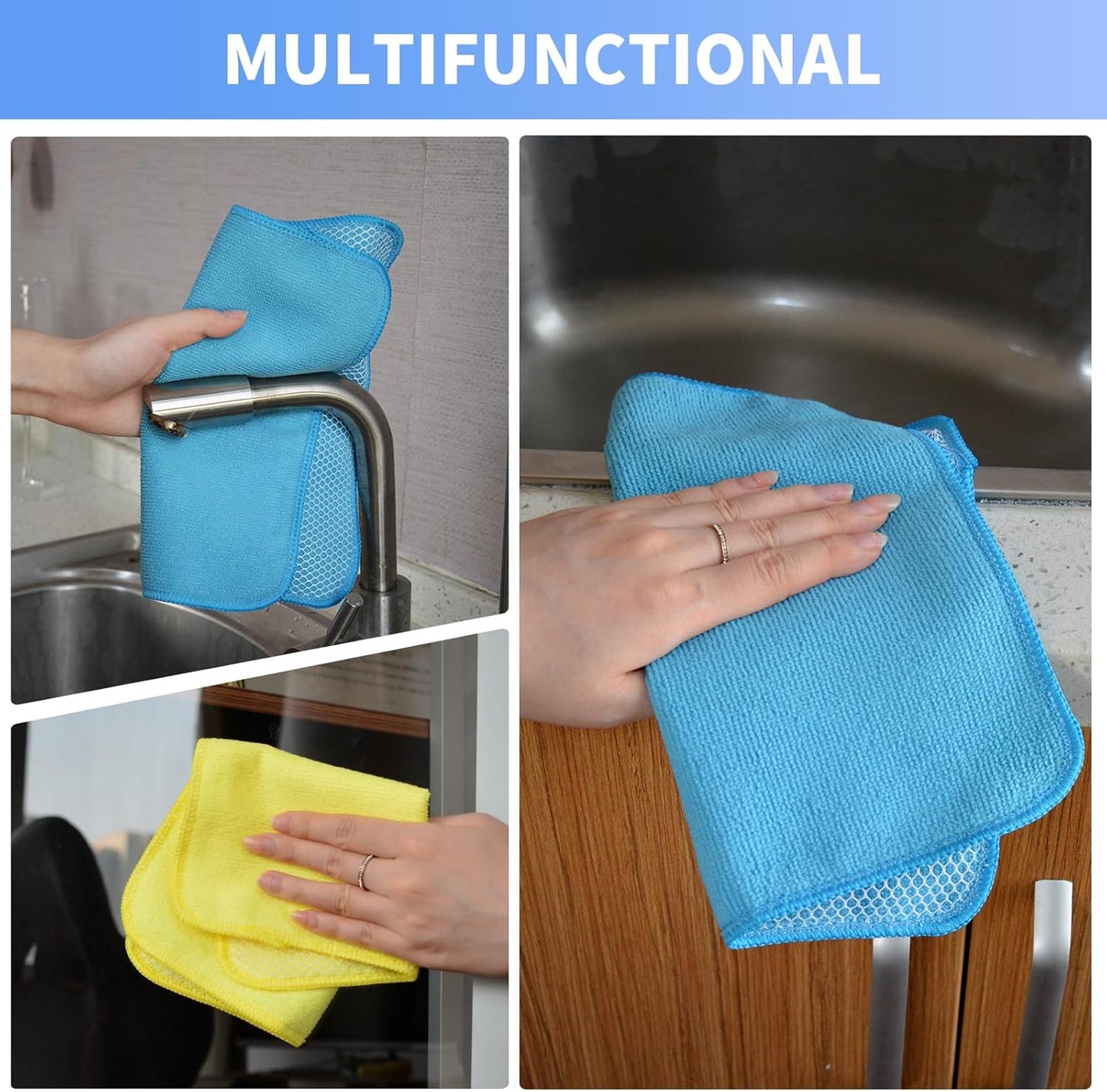 KinHwa Kitchen Washcloths for Dishes Absorbent Microfiber Dish Cloths Quick Dry Dish Rags with Poly
