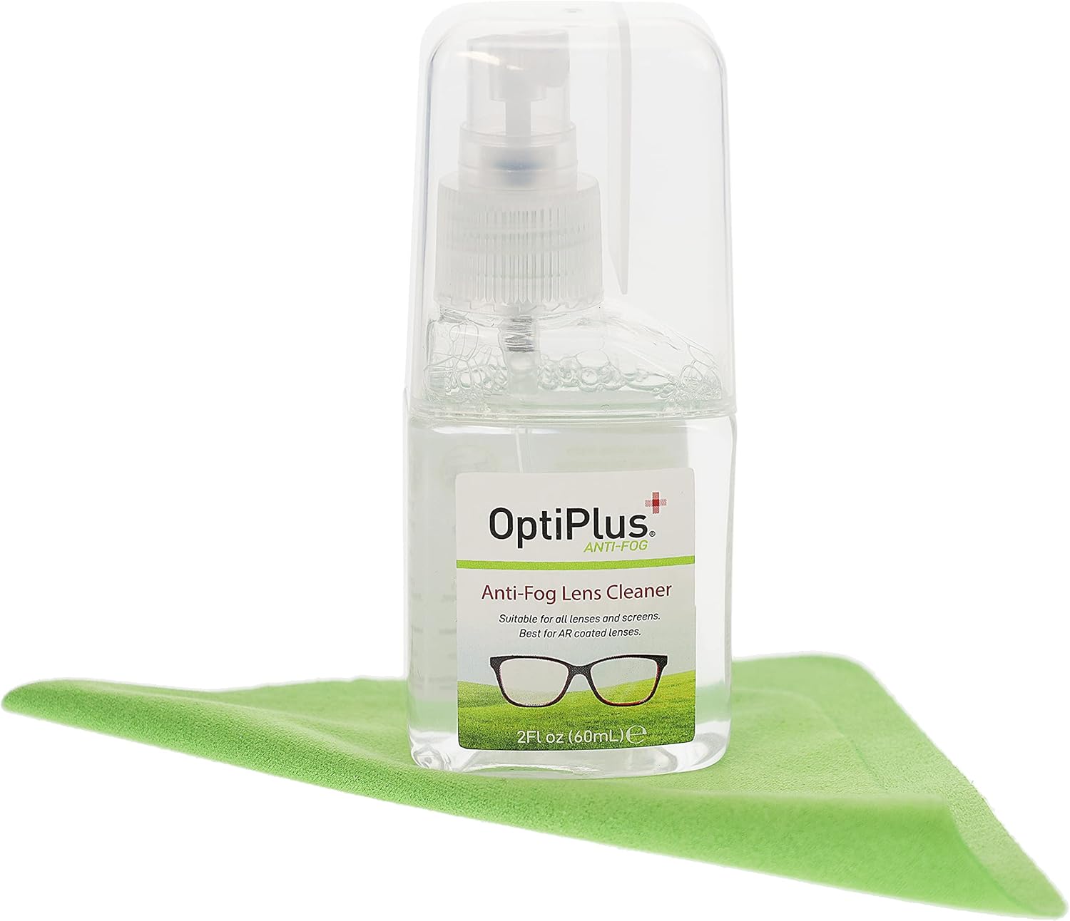 OptiPlus Anti-Fog Lens Cleaning Spray Kit l Cleaning Spray and Microfiber Cloth for Glasses