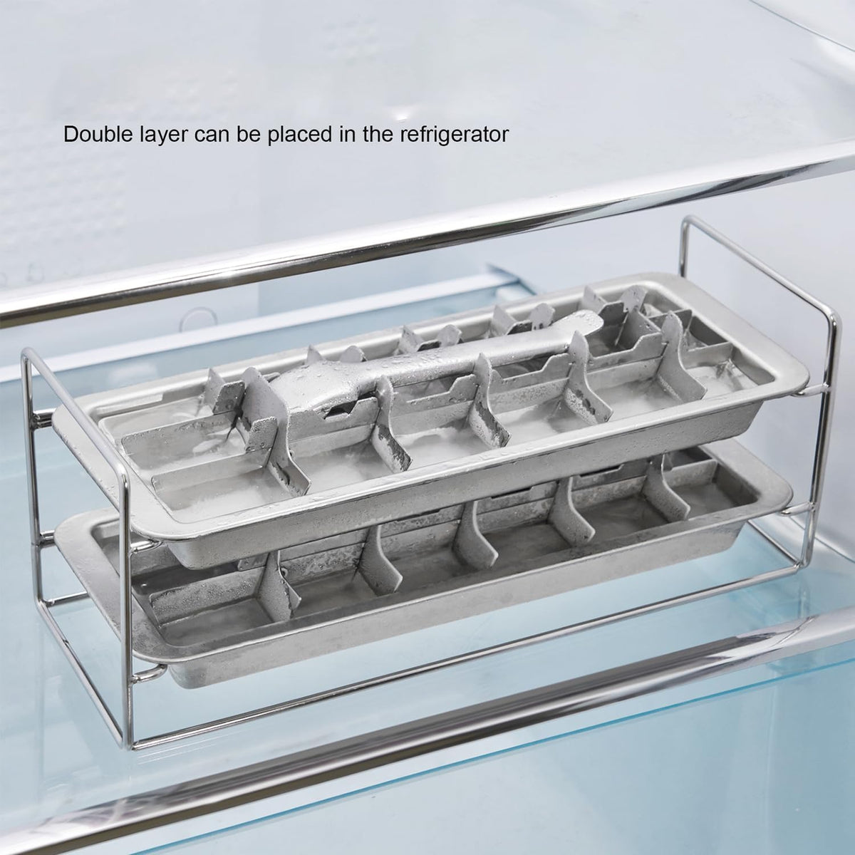 Stainless Steel Ice Cube Tray 2 Pack, 36 Large Cube Slots. Plastic Free Eco Friendly Freezer Mold