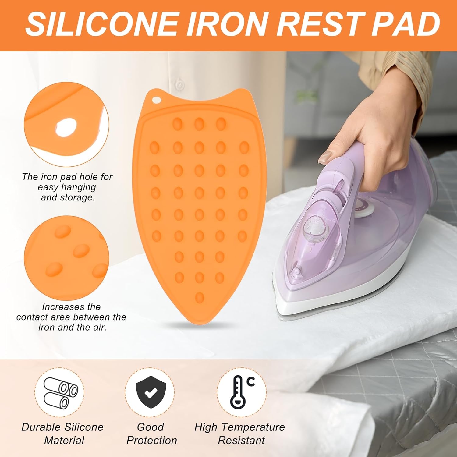 PATIKIL Silicone Iron Rest Pad, Multipurpose Hot Heat Resistant Iron Rest Plate Protective Pad for