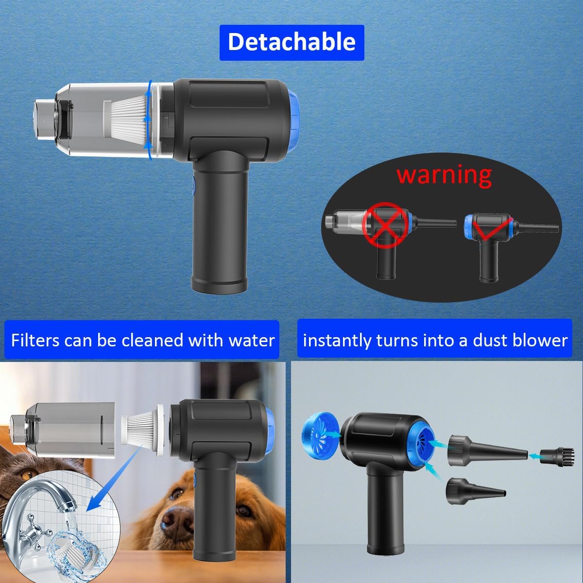 Air Duster - Computer Vacuum Cleaner - for Keyboard Cleaning - Cordless Canned Air - 110000RPM