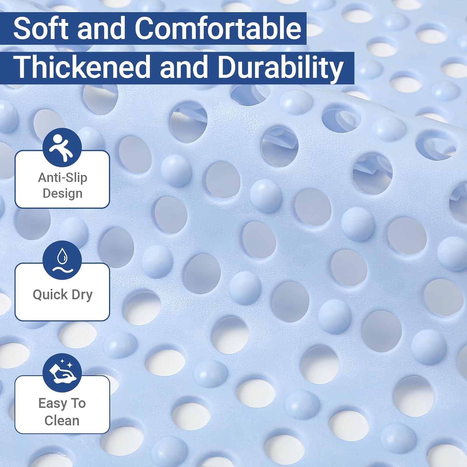 Non Slip Bathtub Mat and Shower Mat 31x17 inch,Bath Mat with Quick Dry Drain Holes and Suction