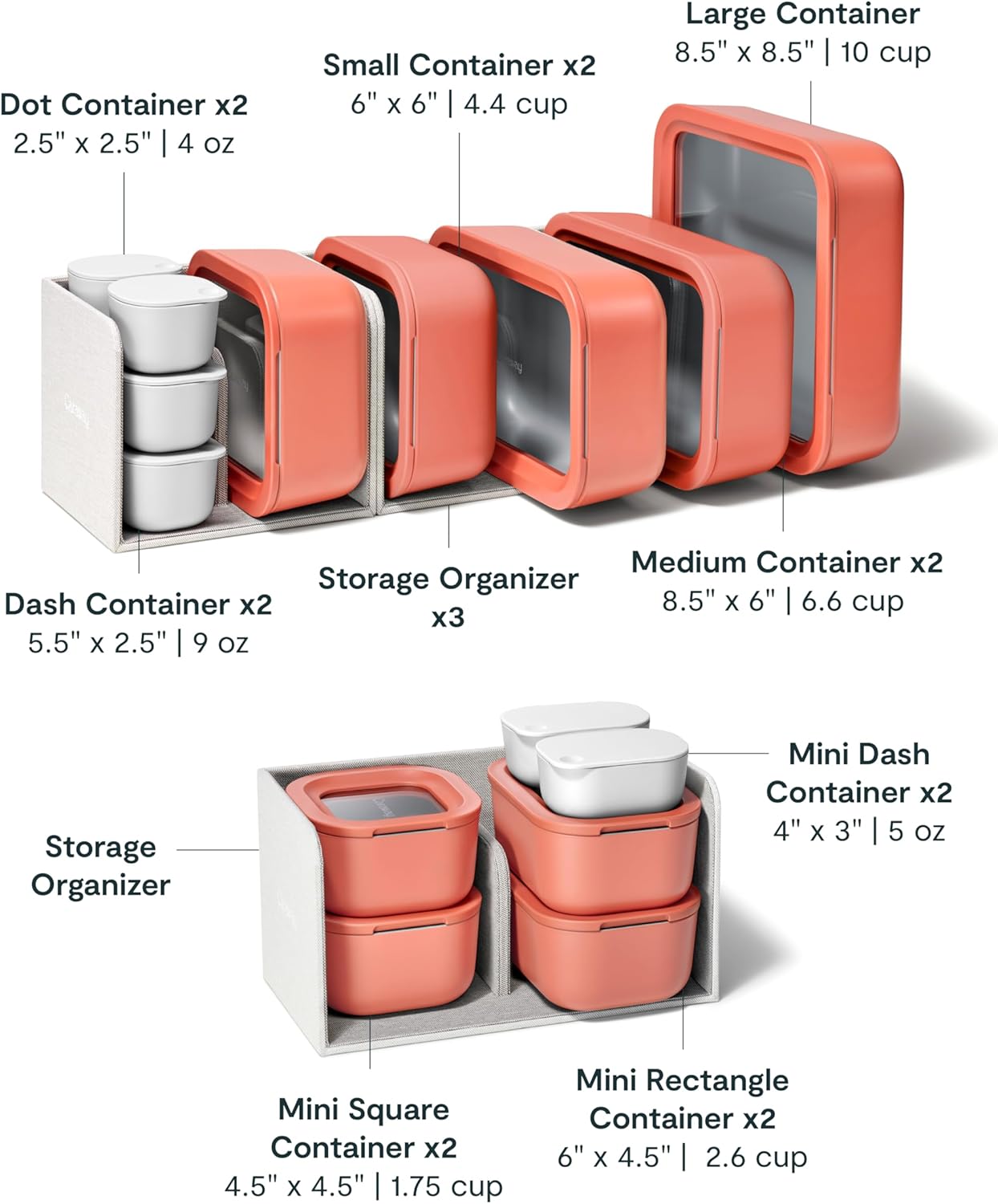 Caraway 25pc Glass Food Storage Set - Glass Storage Containers for Food - Non-Toxic Ceramic-Coated