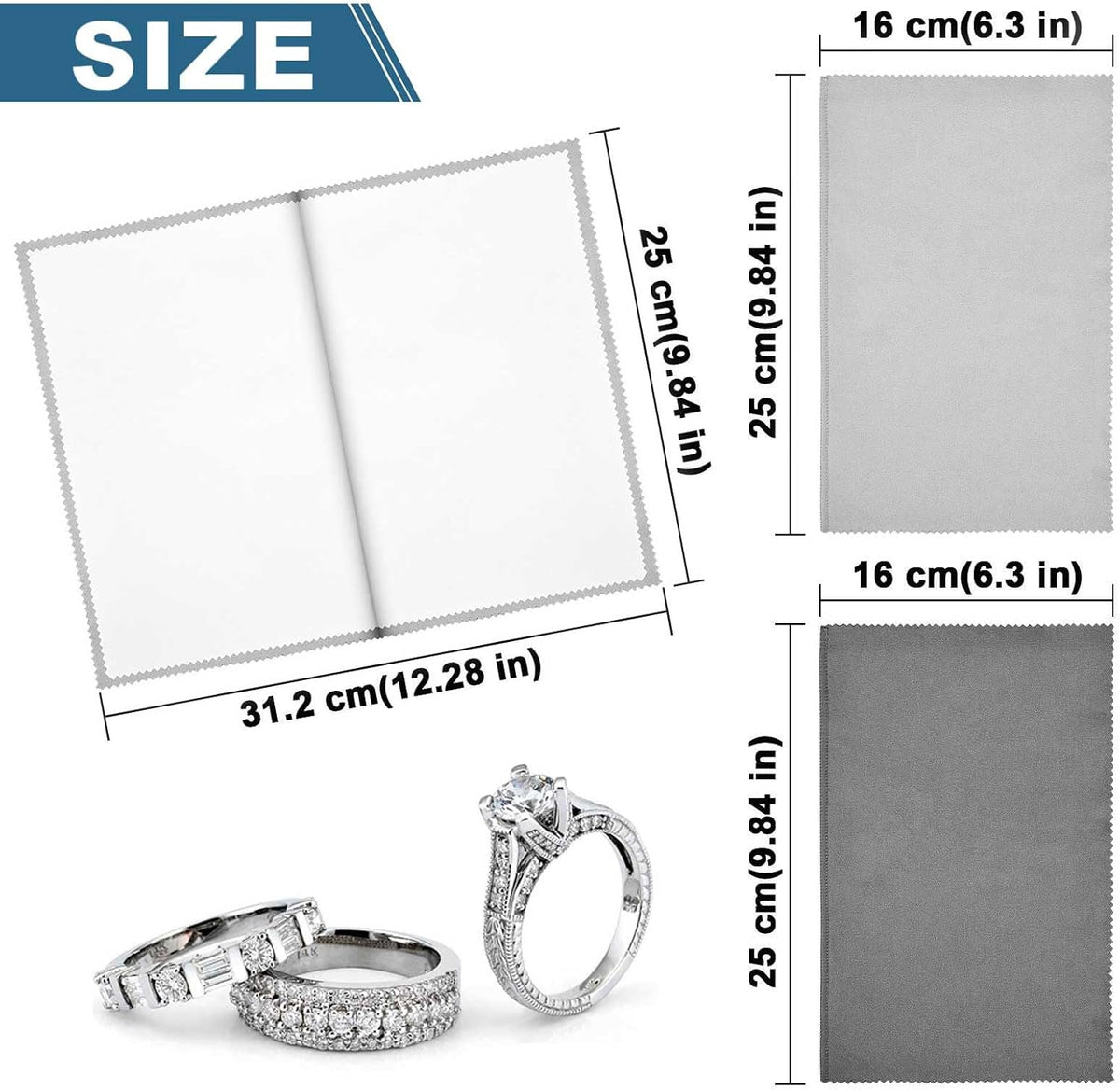 SEVENWELL Silver Polishing Cloth, Jewelry Cleaner Cloth for Sterling Silver Jewelry, Gold
