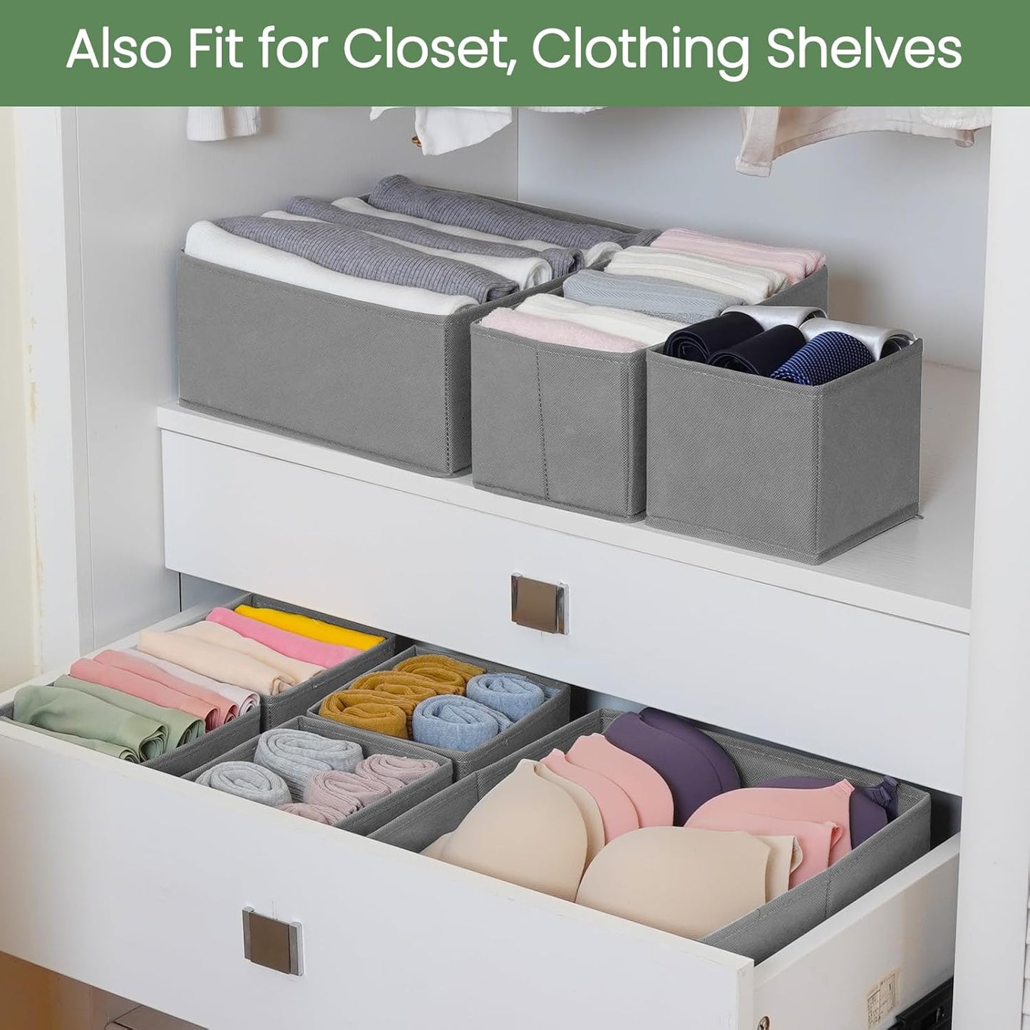 Criusia Drawer Organizer Clothes, 24 Pack Underwear Drawer Organizers, Foldable Closet Organizers