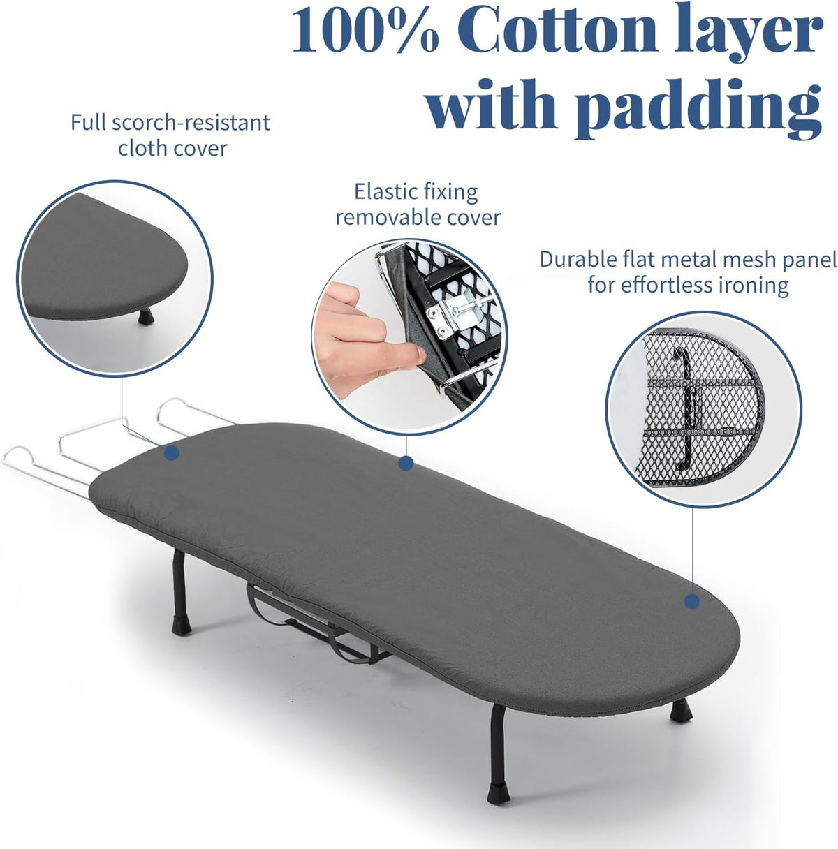 Tabletop Ironing Board with Iron Holder, RAINHOL Small Folding Ironing Board with Cover and Pad