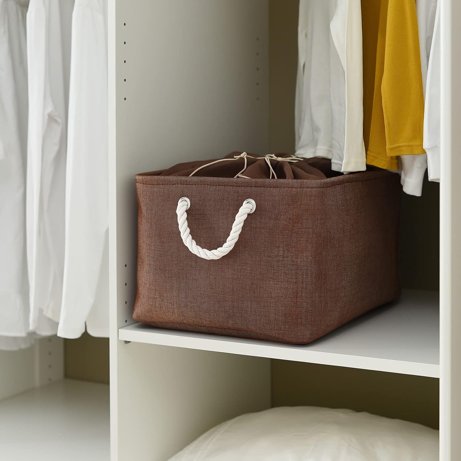 TheWarmHome Organization and Storage Basket for Organizing - 17x14x10 inch 3 Pack Fabric Storage