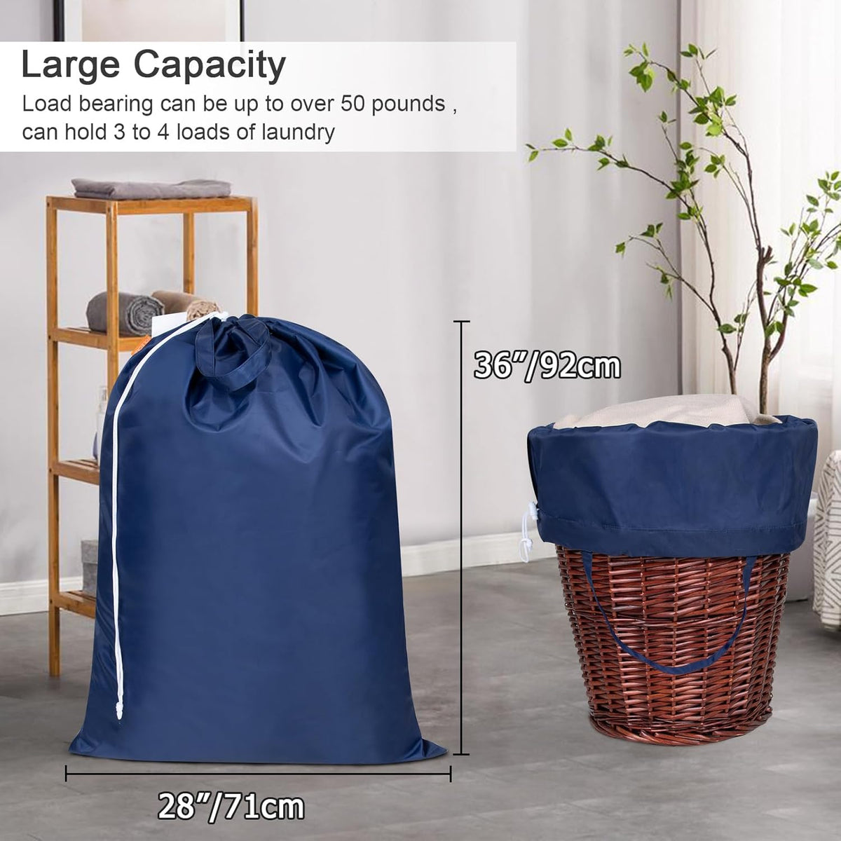 Polecasa Heavy Duty Large Laundry Bag with 130gsm Tear Resistant Fabric and Handles, Easy to Carry