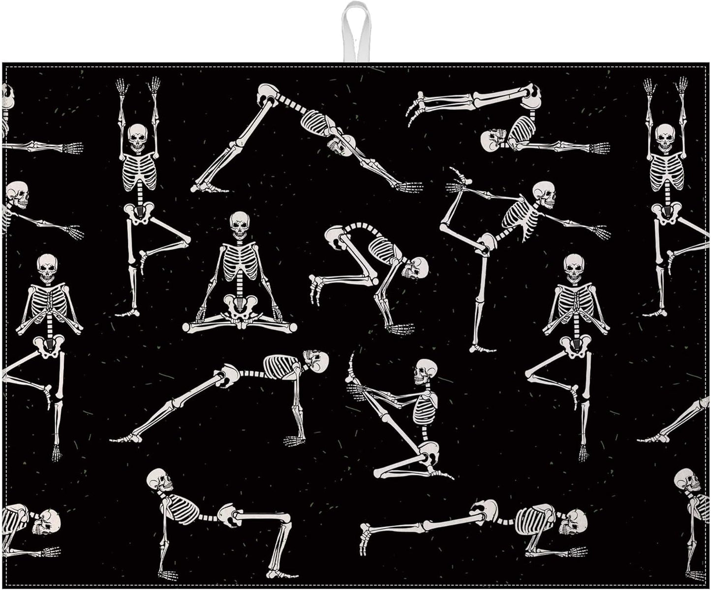 Funny Skull Yoga Dish Drying Mat for Kitchen Counter Microfiber Absorbent Dish Kitchen Drying Mat