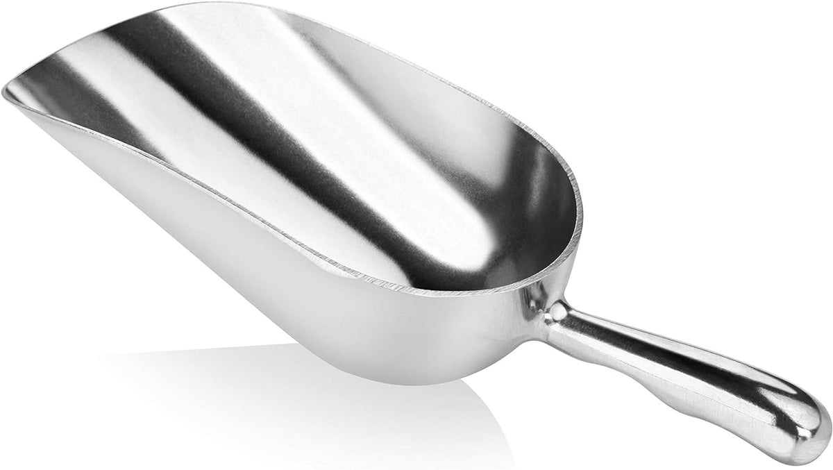 New Star Foodservice 34523 One-Piece Cast Aluminum Round Bottom Bar Ice Flour Utility Scoop
