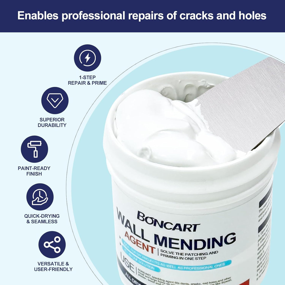 17.2oz Drywall Patch Repair Kit - Professional All-in-1 Tool Set (Scrapers/Sanding Sponge/Texture