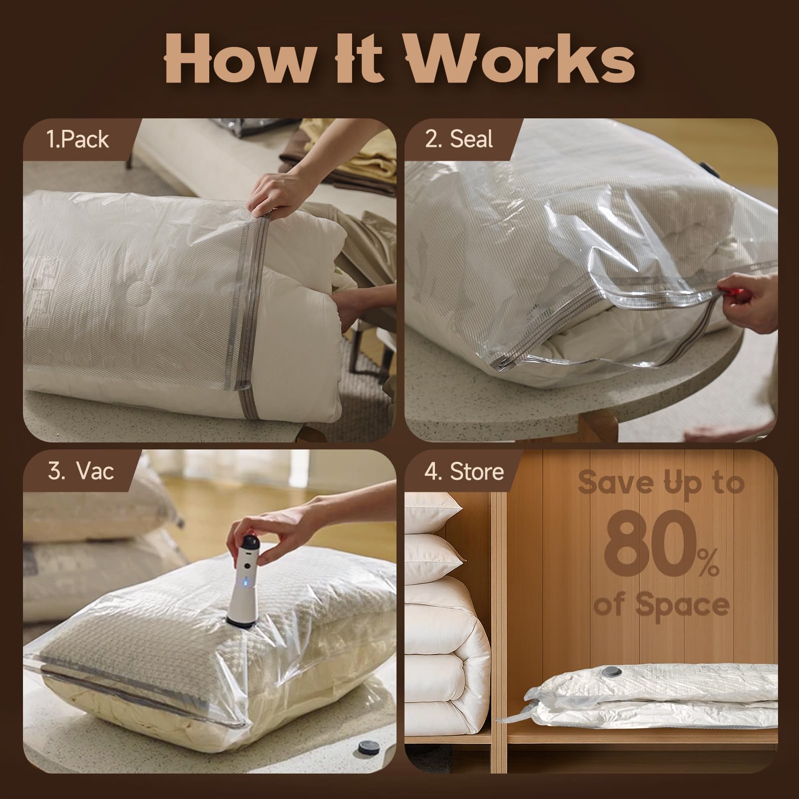 Vacbird Jumbo Vacuum Storage Bags for Bedding, Blanket Storage Space Saver