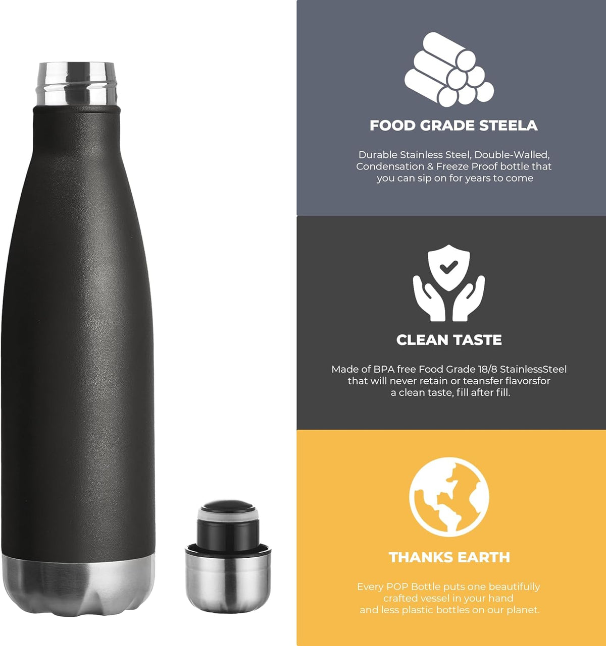 MEWAY 17oz Sport Water Bottle 8 Pack Vacuum Insulated Stainless Steel Leak-Proof Double Wall Cola