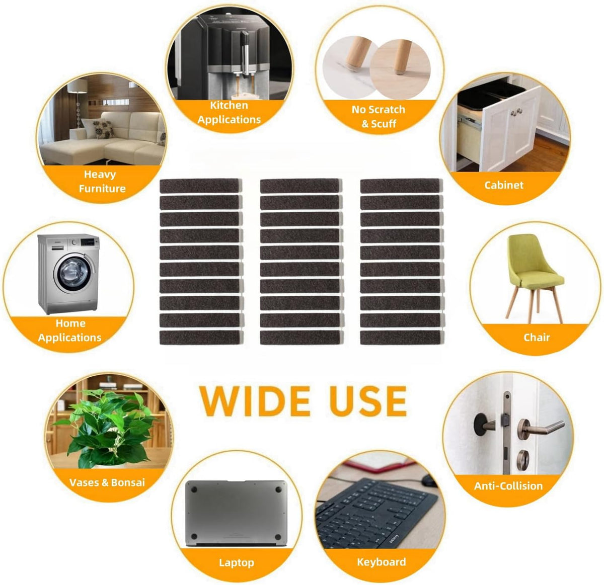 Furnigear Felt Strips with Adhesive Backing for Furniture - Felt Furniture Pads for Hardwood
