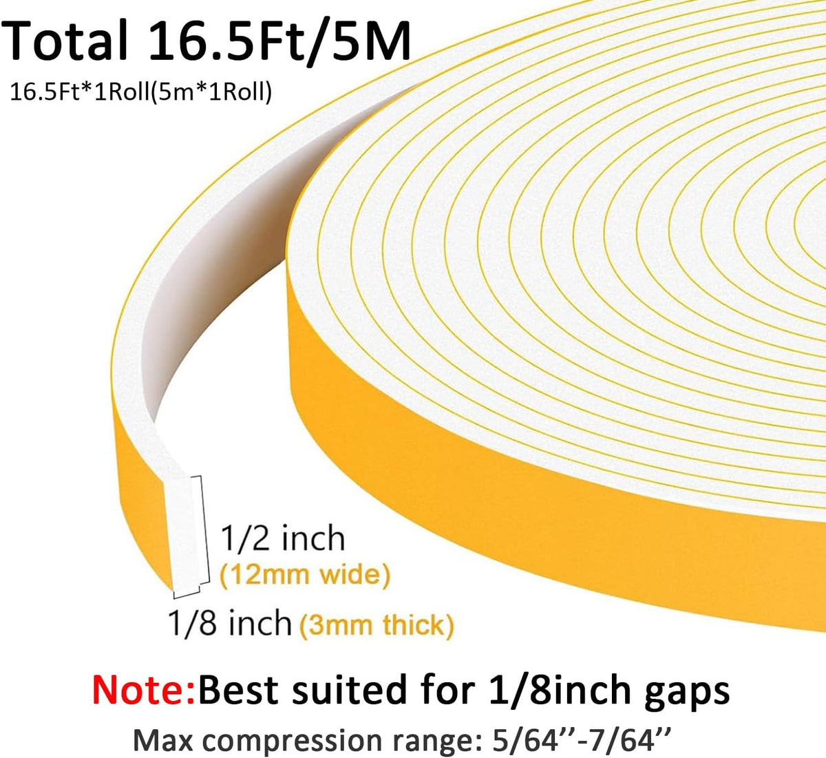 Weather Stripping Door Seal Strip, High Density Foam Sealing Strip, Door Seal for Doors Windows