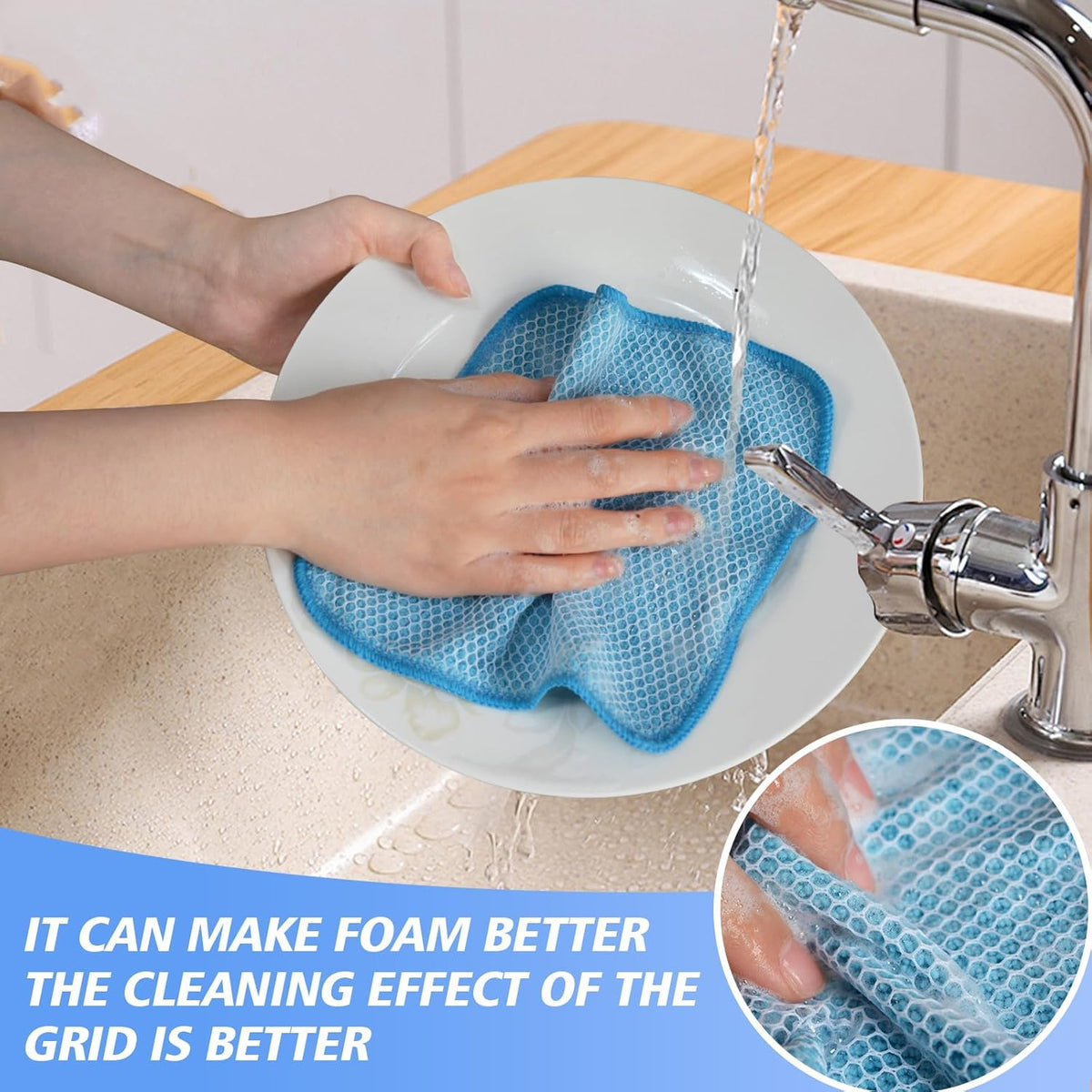 KinHwa Kitchen Washcloths for Dishes Absorbent Microfiber Dish Cloths Quick Dry Dish Rags with Poly