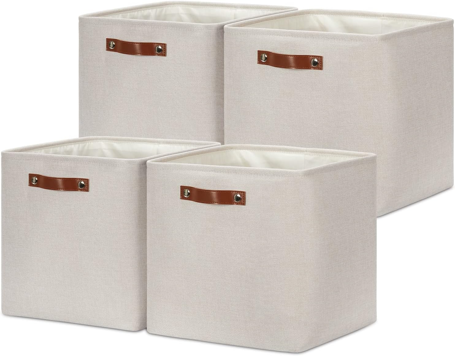 DULLEMELO Storage Bins, 4 Pack Of 13x13x13 Decorative Storage Cube Bins Suit Office, Home, Shelves