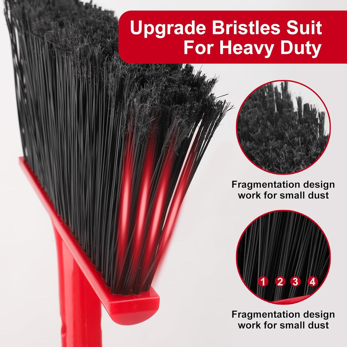 Angle Broom with 58″ Long Handle – 14″ Wide Stiff Bristles for Indoor & Outdoor Sweeping, Garage