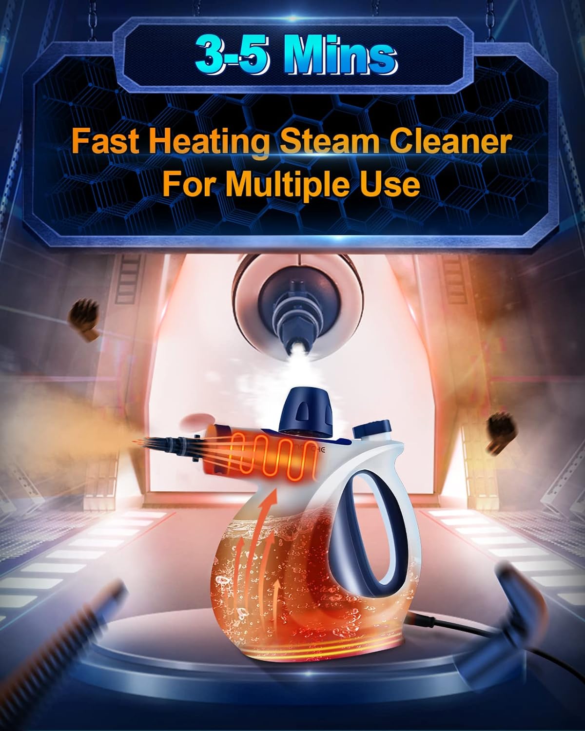 Handheld Pressurized Steam Cleaner with 11-Piece Accessory Set, Multi-Surface Steamer for Cleaning